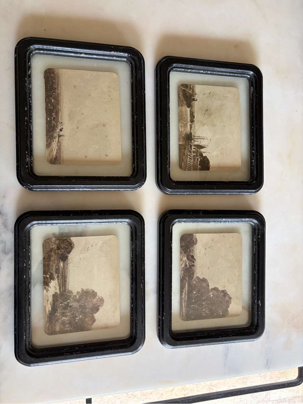 Classic Black Square Floating Photo Frames - Set of 4